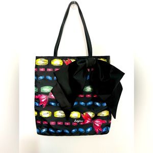 Brighton Take a BeauTote Bag Black Multicolored Like New Large Bow Detail